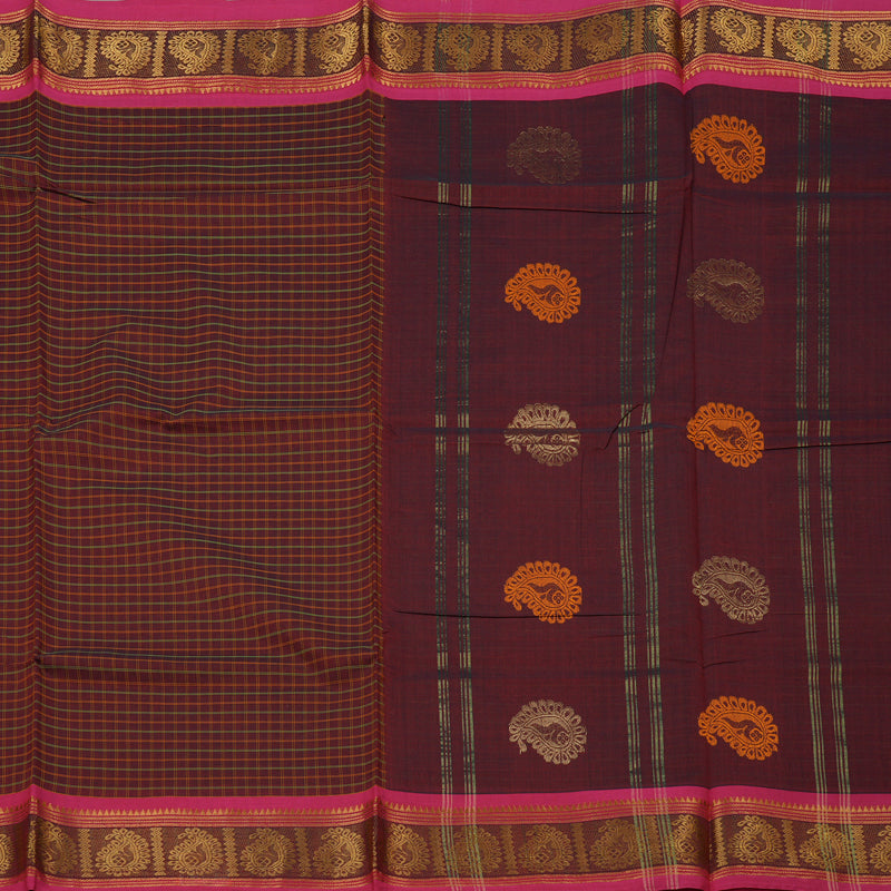 Hayagrivas Handloom Pure Cotton Saree in Luxurious Wine Maroon KBE232D3-1