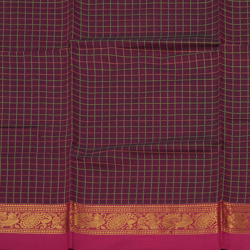 Hayagrivas Handloom Pure Cotton Saree in Stunning Dark Purple KBE232D4-4