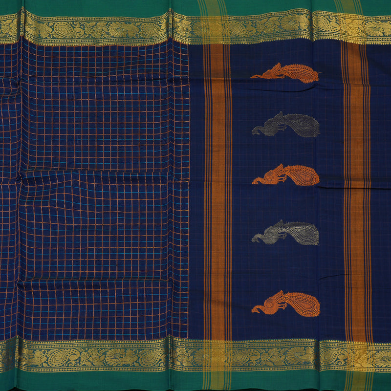 Hayagrivas Handloom Pure Cotton Saree in Classy Dark Blue KBE232D4-6
