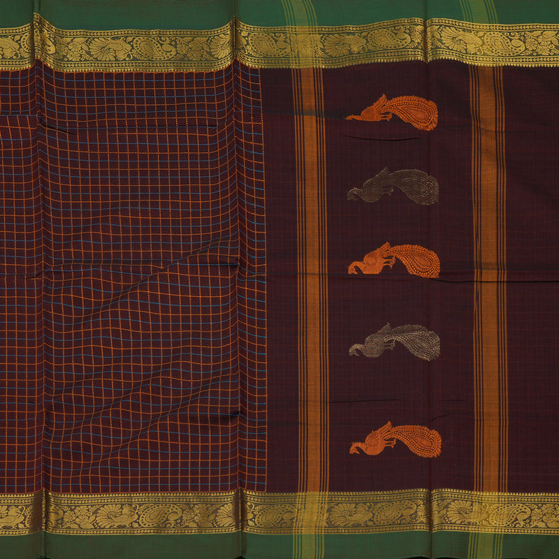 Hayagrivas Handloom Pure Cotton Saree in Regal Wine Maroon KBE232D4-7