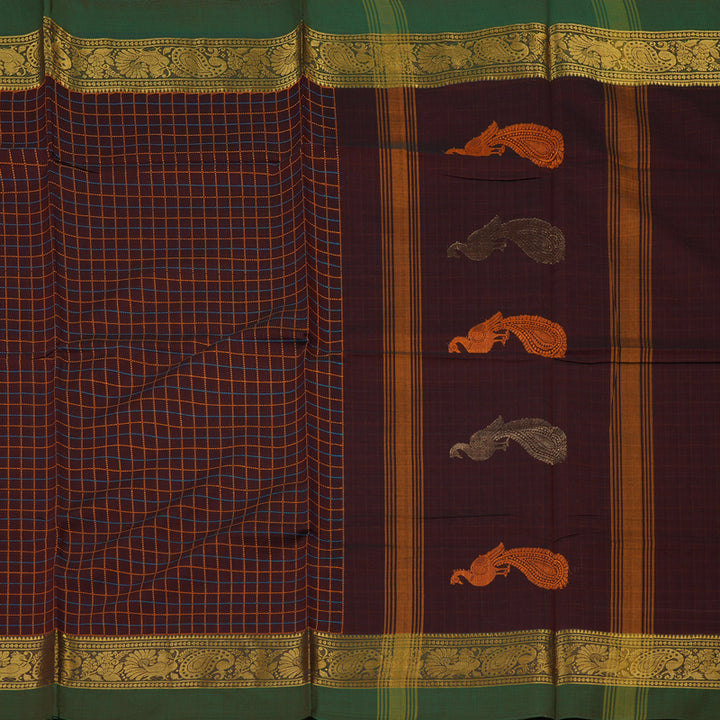 Hayagrivas Handloom Pure Cotton Saree in Regal Wine Maroon KBE232D4-7