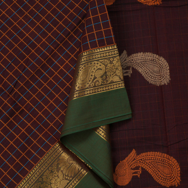 Hayagrivas Handloom Pure Cotton Saree in Regal Wine Maroon KBE232D4-7