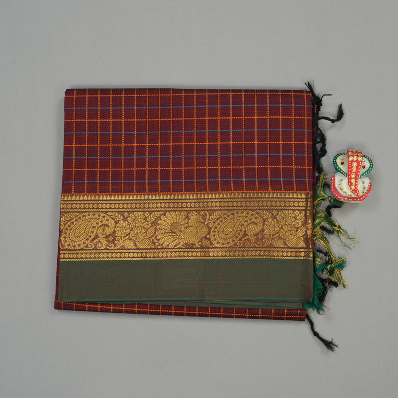 Hayagrivas Handloom Pure Cotton Saree in Beautiful Wine Maroon KBE232D4-8