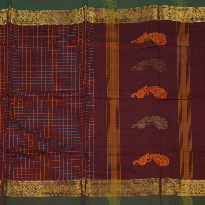Hayagrivas Handloom Pure Cotton Saree in Beautiful Wine Maroon KBE232D4-8