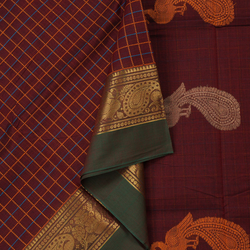 Hayagrivas Handloom Pure Cotton Saree in Beautiful Wine Maroon KBE232D4-8