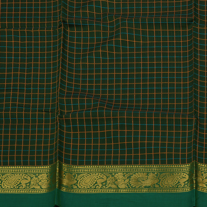 Hayagrivas Handloom Pure Cotton Saree in Lively Bottle Green KBE232D4-9