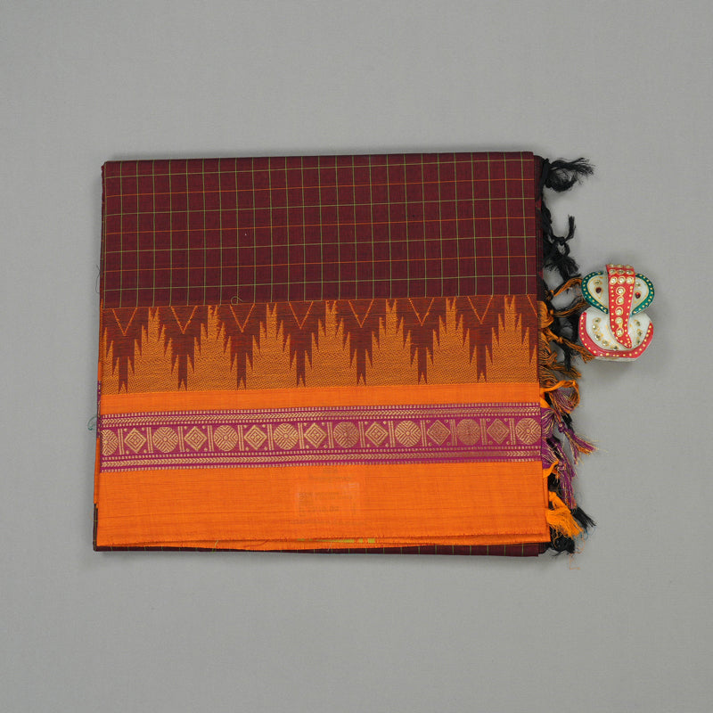 Hayagrivas Handloom Pure Cotton Saree in Crisp Wine Maroon KBE232D6-1
