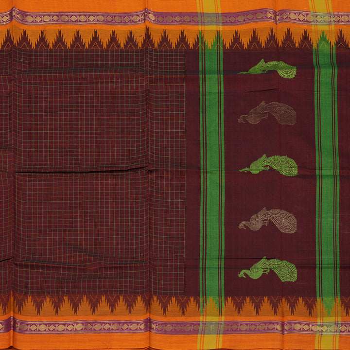 Hayagrivas Handloom Pure Cotton Saree in Crisp Wine Maroon KBE232D6-1