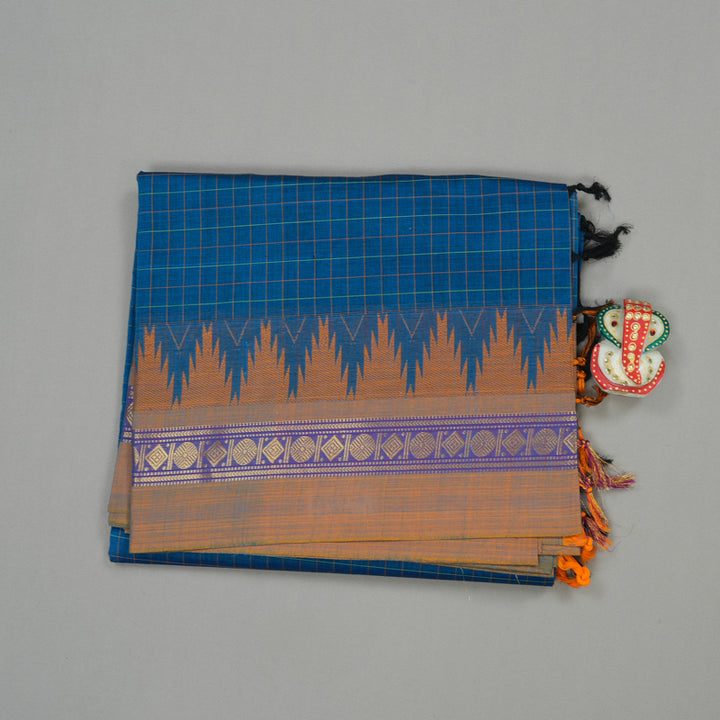 Hayagrivas Handloom Pure Cotton Saree in Graceful Dark Sky Blue KBE232D6-10