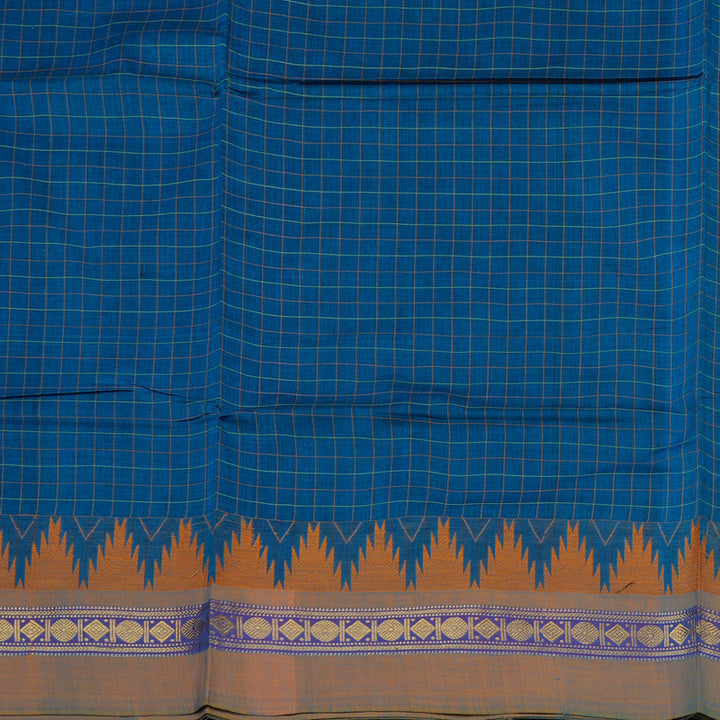 Hayagrivas Handloom Pure Cotton Saree in Graceful Dark Sky Blue KBE232D6-10
