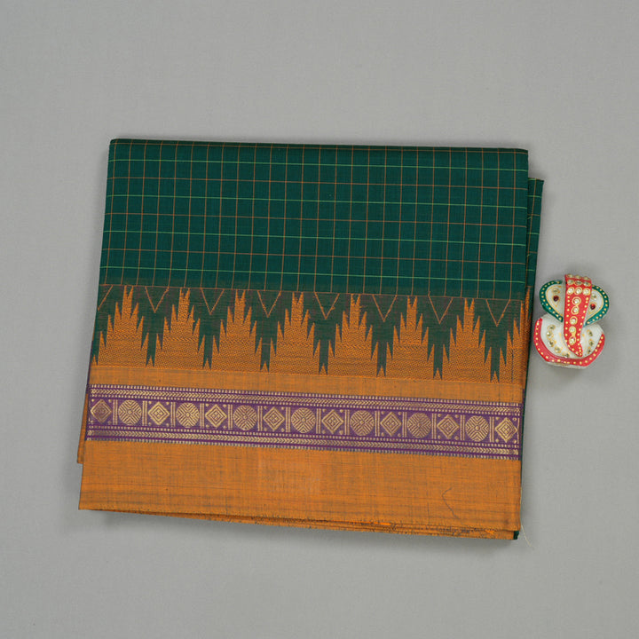 Hayagrivas Handloom Pure Cotton Saree in Lush Peacock Green KBE232D6-6