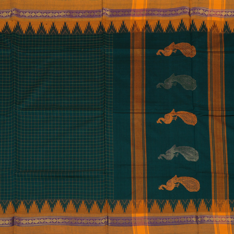 Hayagrivas Handloom Pure Cotton Saree in Lush Peacock Green KBE232D6-6