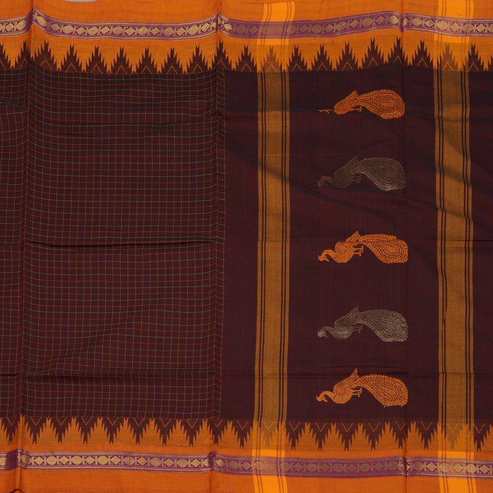 Hayagrivas Handloom Pure Cotton Saree in Vibrant Wine Maroon KBE232D6-7