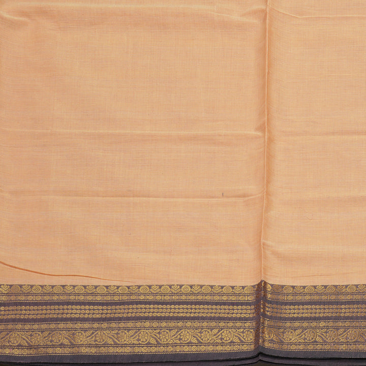 Hayagrivas Sandal Handloom Pure Cotton Saree with Black Border KBE232D7-1