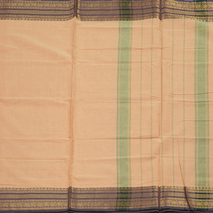 Hayagrivas Sandal Handloom Pure Cotton Saree with Black Border KBE232D7-1