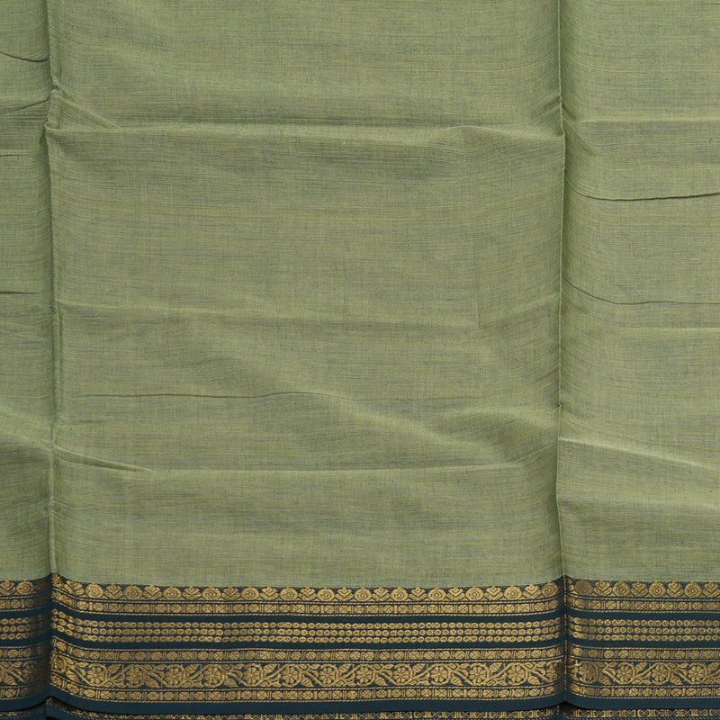 Hayagrivas Light Elaichi Green Handloom Pure Cotton Saree with Black Border KBE232D7-10