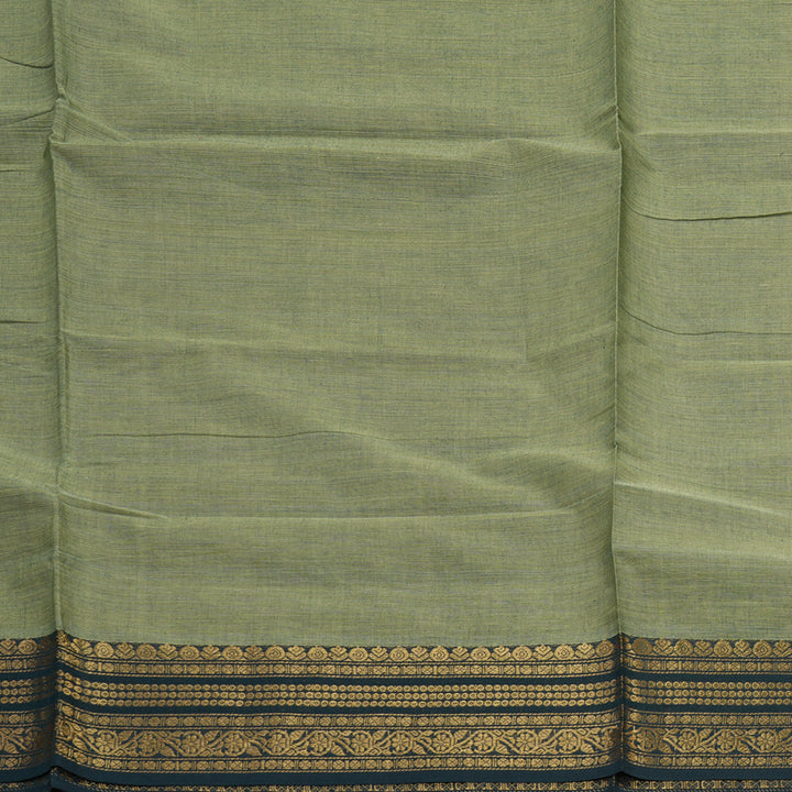 Hayagrivas Light Elaichi Green Handloom Pure Cotton Saree with Black Border KBE232D7-10