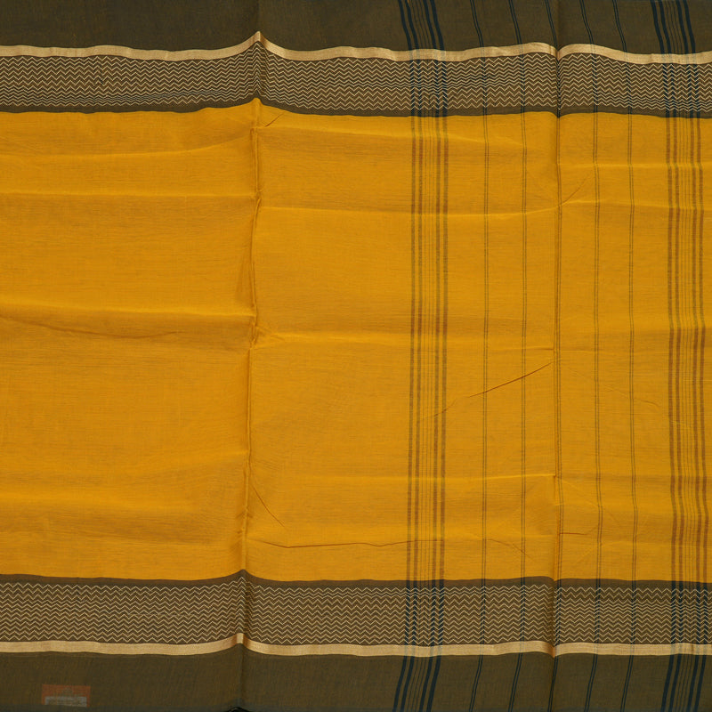 Hayagrivas Mustard Yellow Handloom Pure Cotton Saree with Mehandi Green Border KBE232D7-15