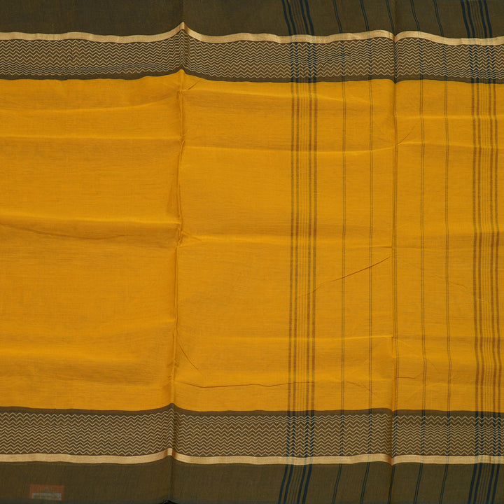 Hayagrivas Mustard Yellow Handloom Pure Cotton Saree with Mehandi Green Border KBE232D7-15