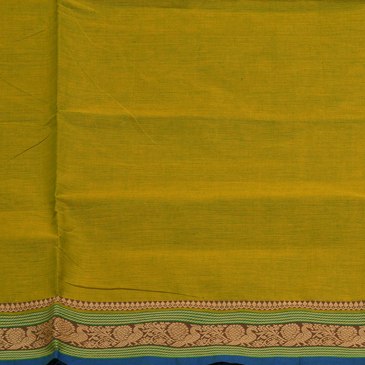 Hayagrivas Fluorescent Green Handloom Pure Cotton Saree with Sky Blue Border KBE232D7-19