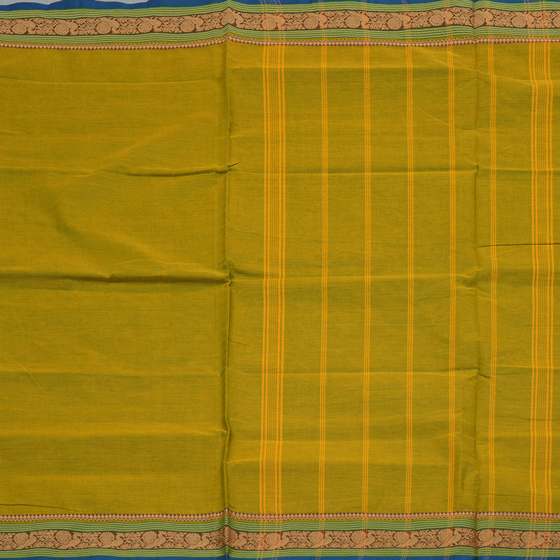 Hayagrivas Fluorescent Green Handloom Pure Cotton Saree with Sky Blue Border KBE232D7-19