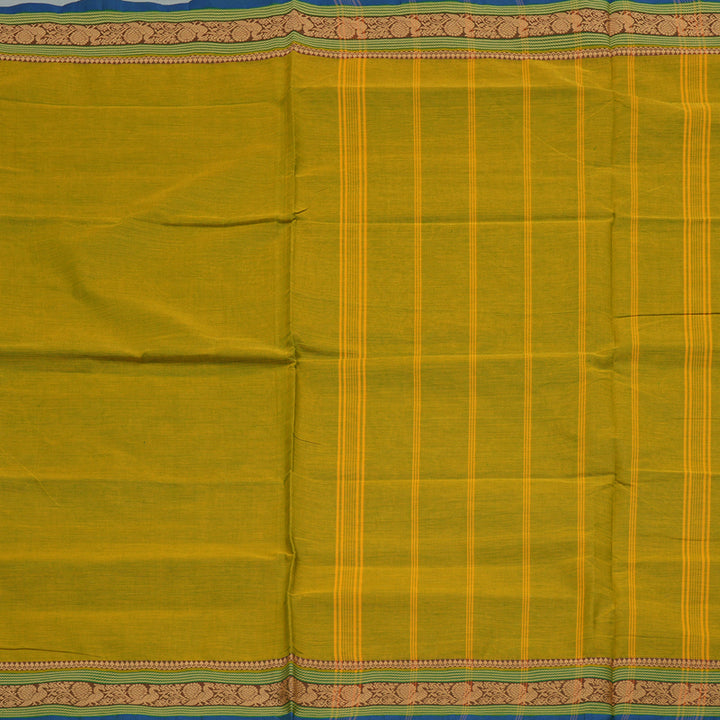 Hayagrivas Fluorescent Green Handloom Pure Cotton Saree with Sky Blue Border KBE232D7-19