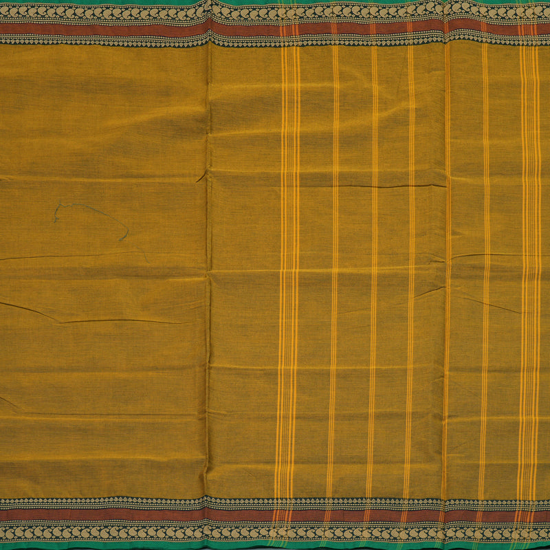 Hayagrivas Honey Mustard Handloom Pure Cotton Saree with Black Border KBE232D7-8