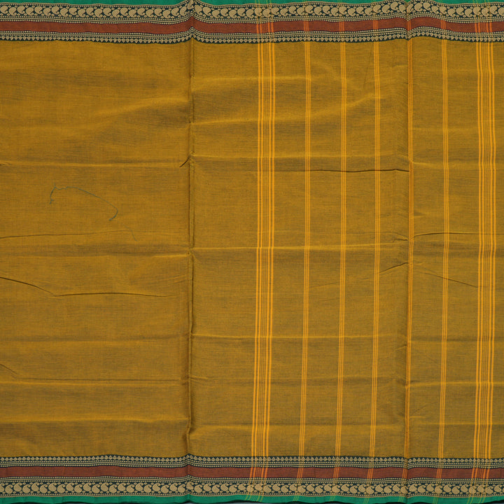 Hayagrivas Honey Mustard Handloom Pure Cotton Saree with Black Border KBE232D7-8