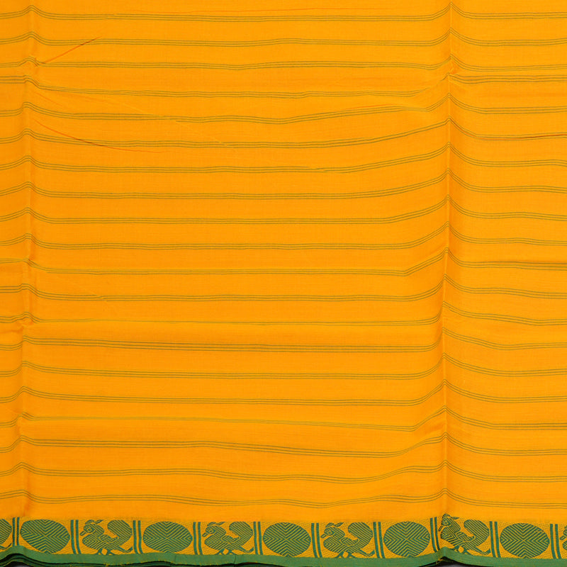 Hayagrivas Yellow Handloom Pure Cotton Saree with Sky Blue Border KBE232D7-9