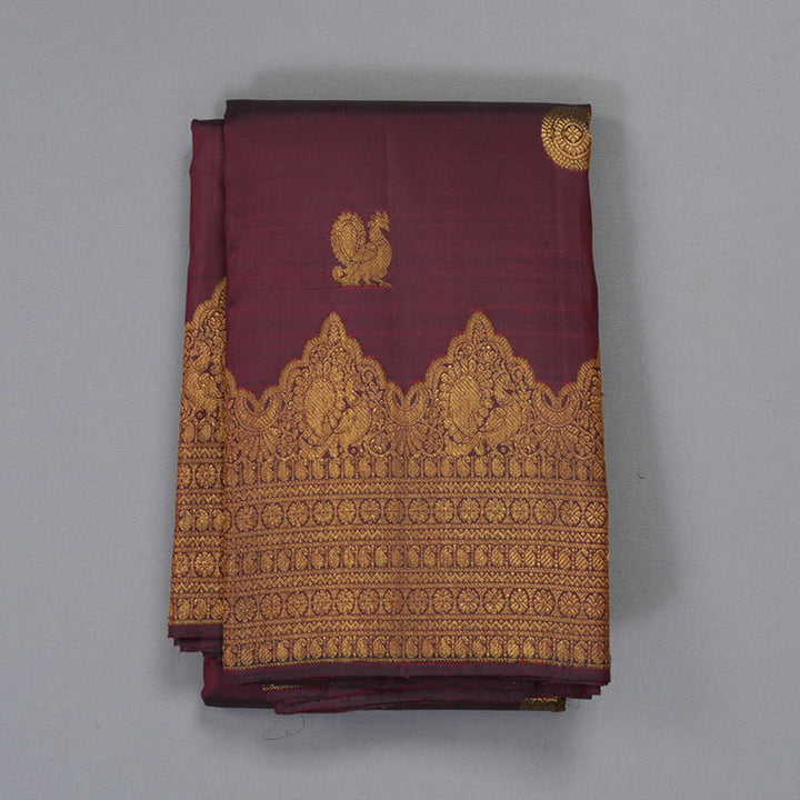 Hayagrivas Handloom Wine Maroon Kanjivaram Silk Saree KBE2330B11-1