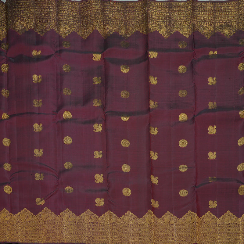 Hayagrivas Handloom Wine Maroon Kanjivaram Silk Saree KBE2330B11-1