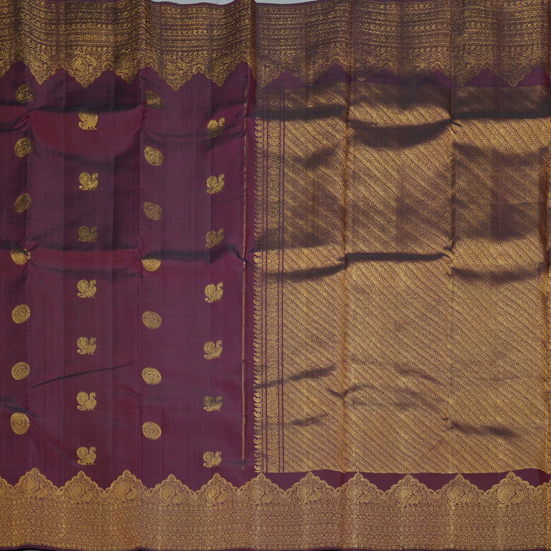 Hayagrivas Handloom Wine Maroon Kanjivaram Silk Saree KBE2330B11-1