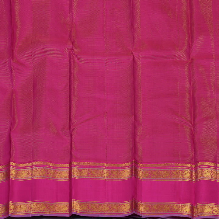 Hayagrivas Handloom Ramar Green Kanjivaram Silk Saree with Rani Pink Border KBE2331B2-1