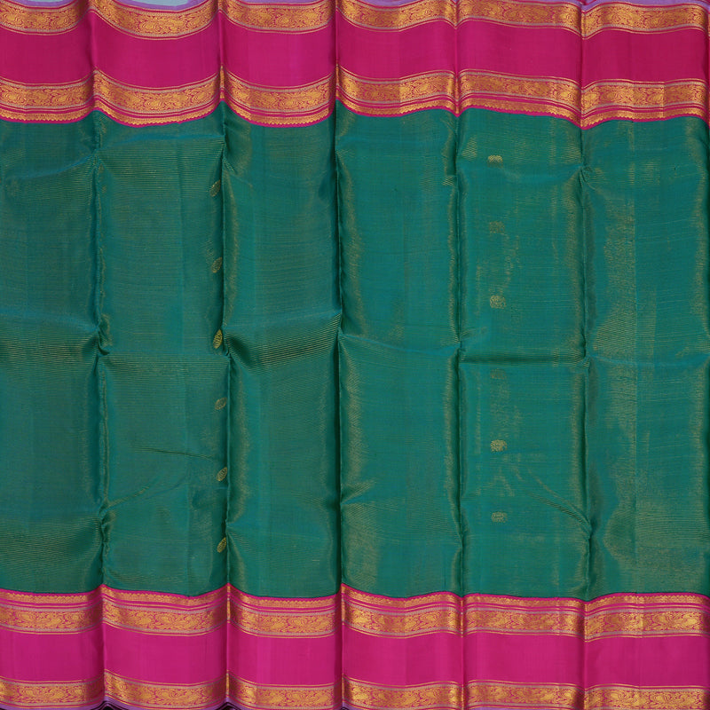 Hayagrivas Handloom Ramar Green Kanjivaram Silk Saree with Rani Pink Border KBE2331B2-1