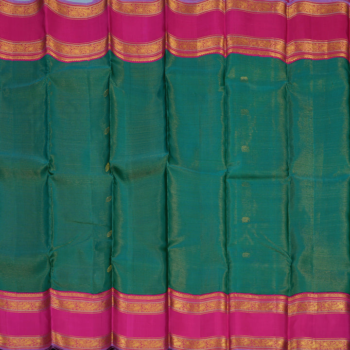 Hayagrivas Handloom Ramar Green Kanjivaram Silk Saree with Rani Pink Border KBE2331B2-1
