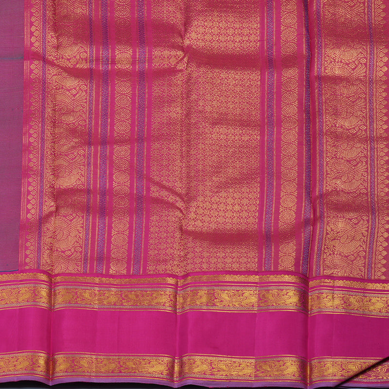 Hayagrivas Handloom Ramar Green Kanjivaram Silk Saree with Rani Pink Border KBE2331B2-1