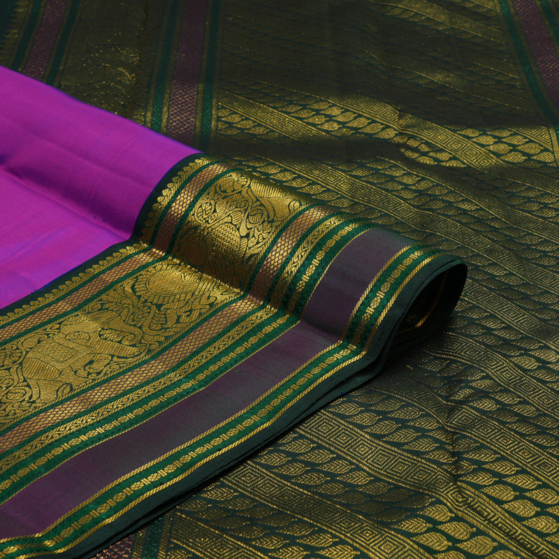 Hayagrivas Handloom Purple Kanjivaram Silk Saree with Karum Pachai Border KBE2331B2-3
