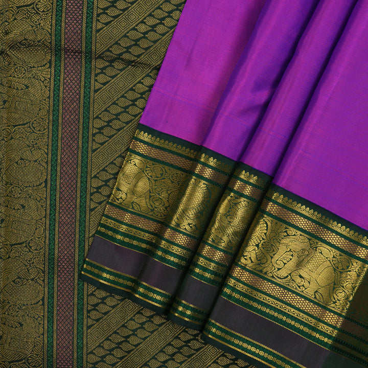 Hayagrivas Handloom Purple Kanjivaram Silk Saree with Karum Pachai Border KBE2331B2-3
