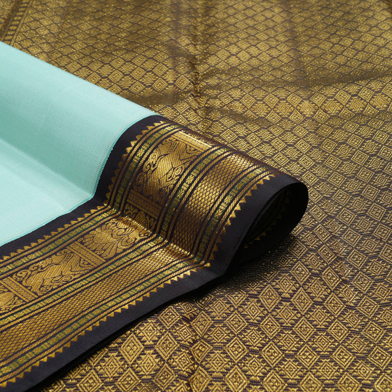 Hayagrivas Handloom Mint Green Kanjivaram Silk Saree with Kanchana Brown Border KBE2331B3-1