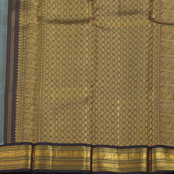 Hayagrivas Handloom Mint Green Kanjivaram Silk Saree with Kanchana Brown Border KBE2331B3-1