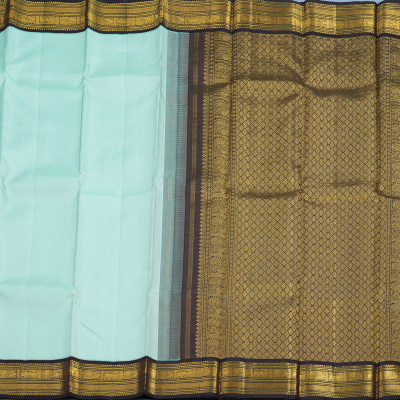 Hayagrivas Handloom Mint Green Kanjivaram Silk Saree with Kanchana Brown Border KBE2331B3-1