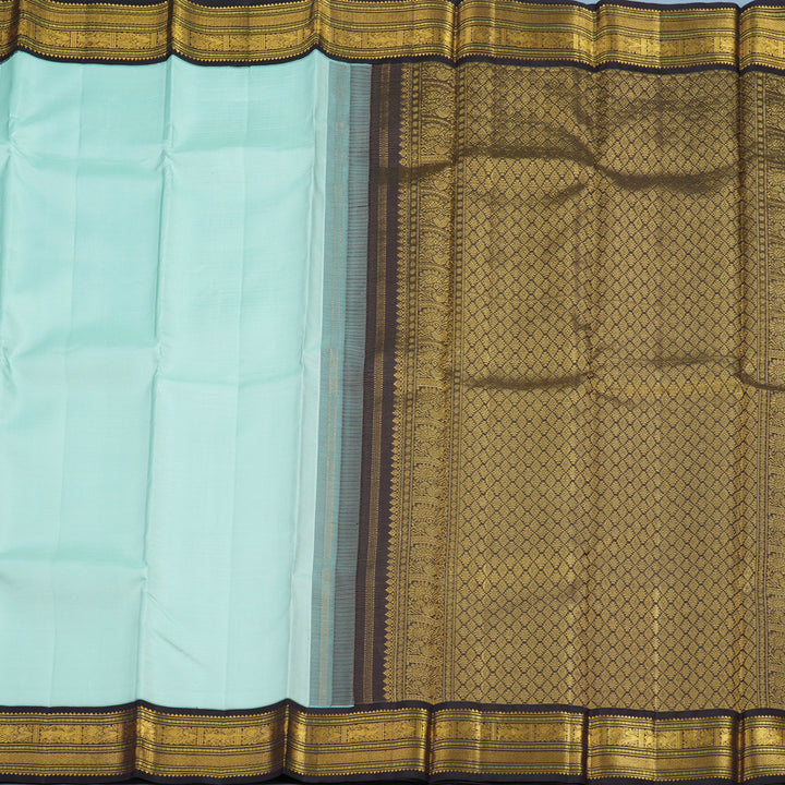 Hayagrivas Handloom Mint Green Kanjivaram Silk Saree with Kanchana Brown Border KBE2331B3-1