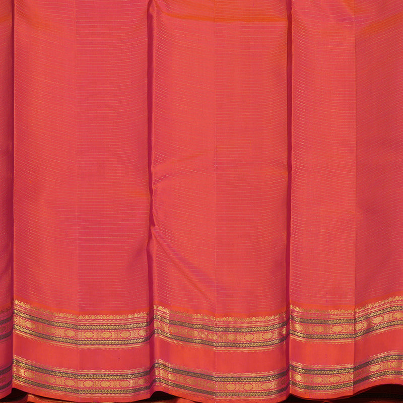 Hayagrivas Handloom Purplish-Blue Kanjivaram Silk Saree with Orangish-Pink Border KBE2331B3-2