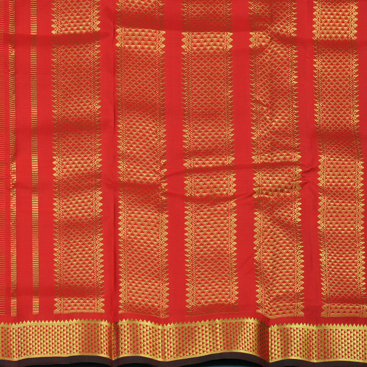 Hayagrivas Handloom Red Ten Yards Silk Saree KBE2332B2-1