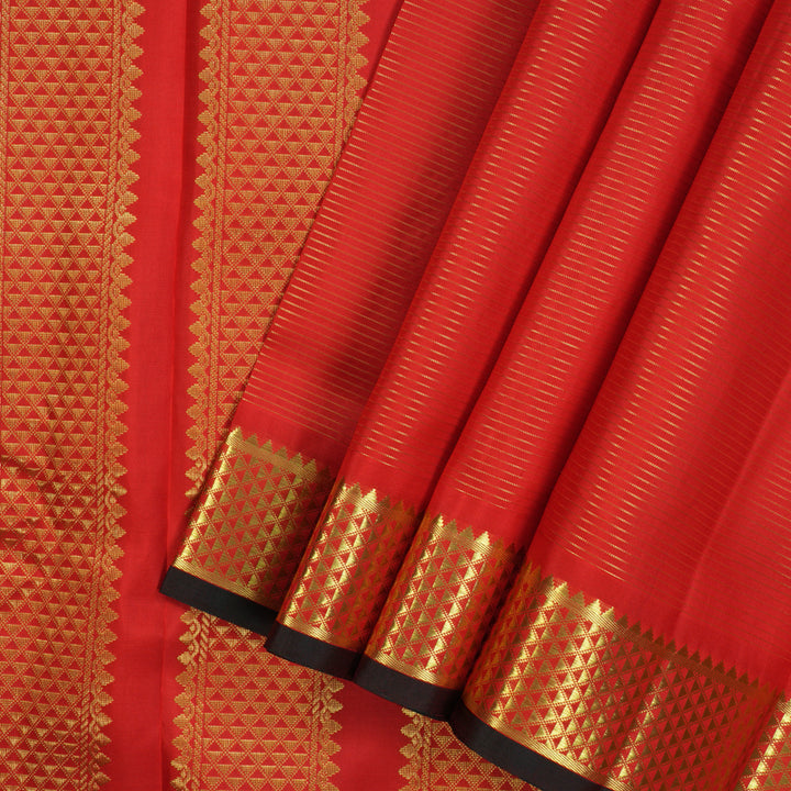 Hayagrivas Handloom Red Ten Yards Silk Saree KBE2332B2-1
