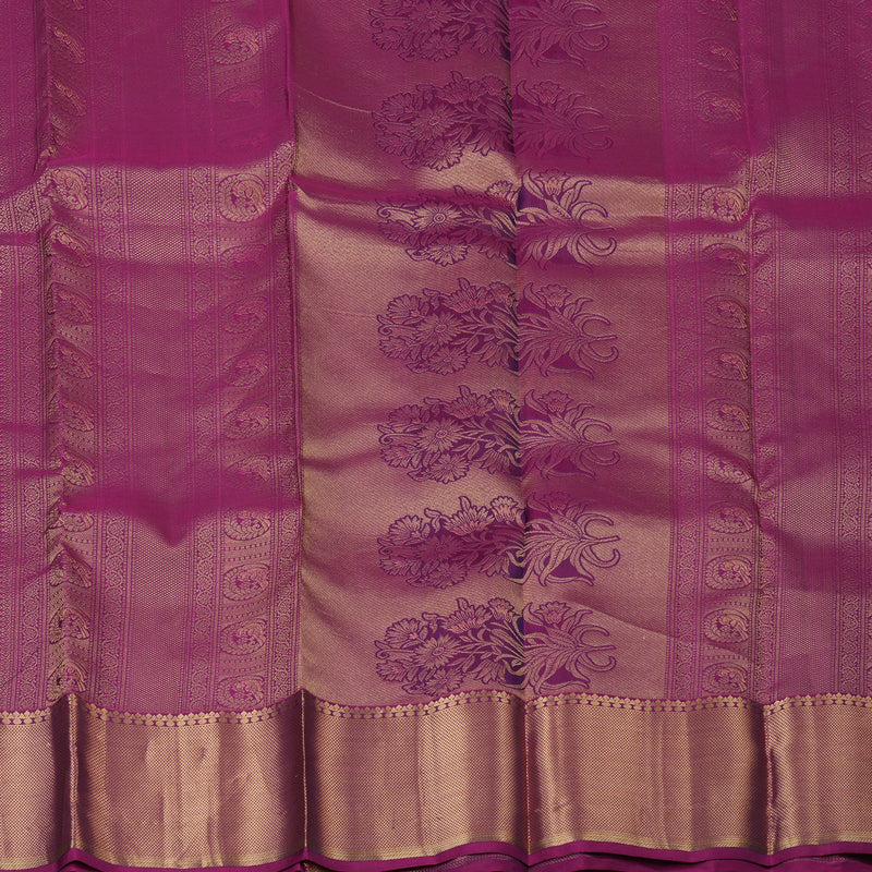Hayagrivas Handloom Peacock Green Kanjivaram Silk Saree with Purple Border KBE2333B2-2
