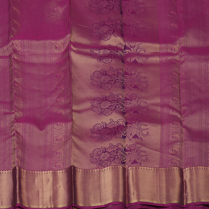 Hayagrivas Handloom Peacock Green Kanjivaram Silk Saree with Purple Border KBE2333B2-2