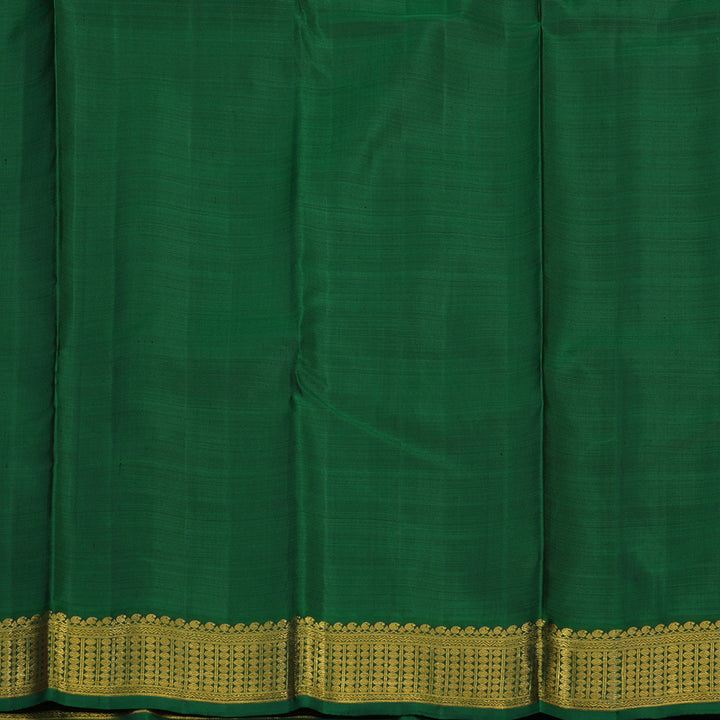 Hayagrivas Handloom Mambazham Orange Kanjivaram Silk Saree with Bottle Green Border KBE2334B14-1