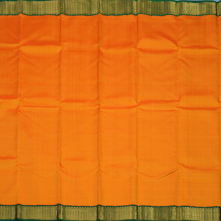 Hayagrivas Handloom Mambazham Orange Kanjivaram Silk Saree with Bottle Green Border KBE2334B14-1
