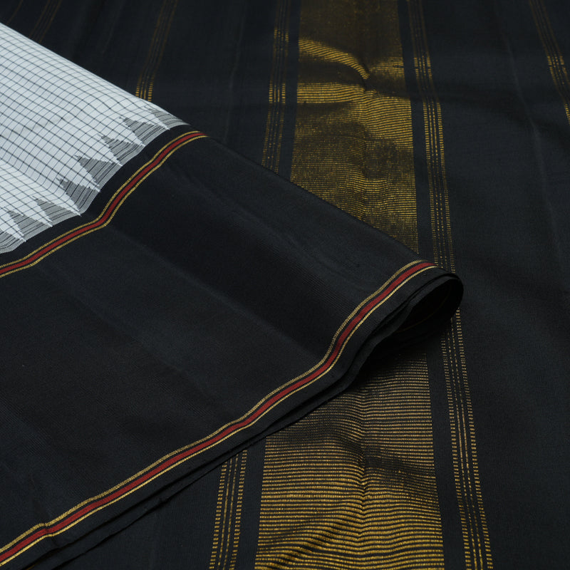 Hayagrivas Handloom White Kanjivaram Silk Saree with Ganga Jamuna Border KBE2334B6-1